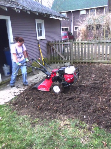Heather Tilling Step #2 was tilling in all that organic debris and making beautiful soil